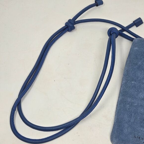 LIBESKIND Berlin Suede Leather Mobile Crossbody Pouch Necklace Accessories Blue - Picture 3 of 10